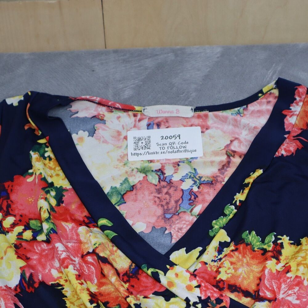 Wanna B Dress Womens L Multicolor Short Sleeve Floral Print Maxi Pullover - Picture 8 of 16